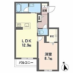 カーサ・ヴェルドール　子育てグリーン 2階1LDKの間取り