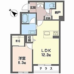 プエンテ サツキ 1LDKの間取図画像