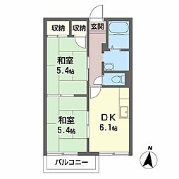 アバニティー貴生川 2DKの間取図画像
