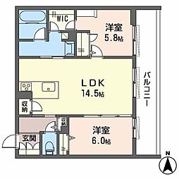 シャーメゾン　ネクサス 2階2LDKの間取り