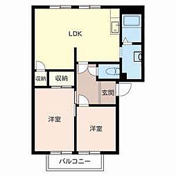 ディアスB 2LDKの間取図画像