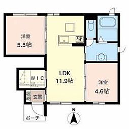 シャルムA 2LDKの間取図画像