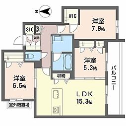 シャーメゾン オークルート奈良 3LDKの間取図画像