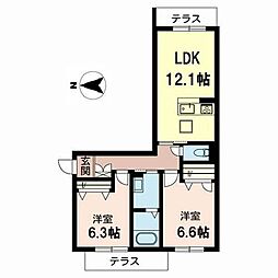 シャーメゾンFUJIMOTO 2LDKの間取図画像