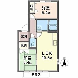 サニーヒル田原B 2LDKの間取図画像
