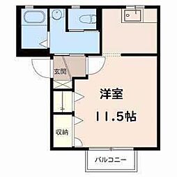 グラツィエ　平方 1階ワンルームの間取り