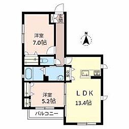 グランハイツハロー 2LDKの間取図画像