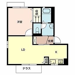 コンフォート津久野D 1LDKの間取図画像