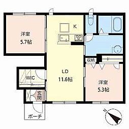 セントリビエ南彦根 2LDKの間取図画像