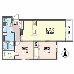 シャーメゾン グランクロア 2LDKの間取図画像
