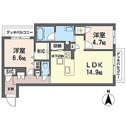テラッセ奈良公園 1階2LDKの間取り