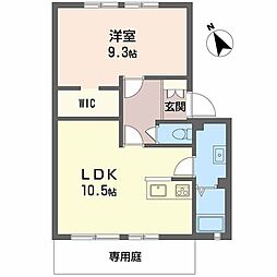 サニーコートB棟 1LDKの間取図画像