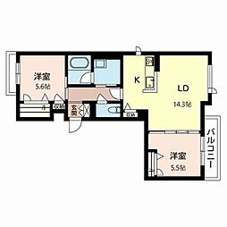 シャーメゾン町楠葉 2LDKの間取図画像
