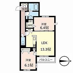 シャーメゾン城北 2LDKの間取図画像