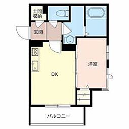 メゾン　ドゥ　オンズ 2階1DKの間取り