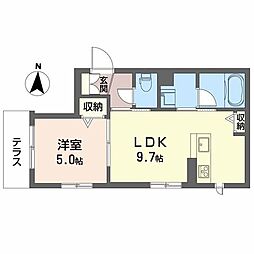 クロワーゼ新大阪 1LDKの間取図画像