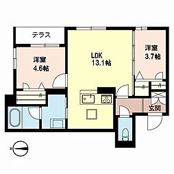 フォレナ小松 2LDKの間取図画像