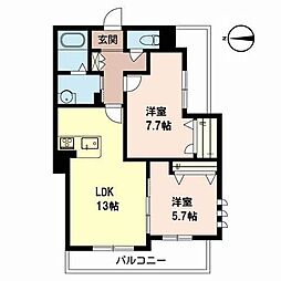 シャーメゾン高須 2LDKの間取図画像