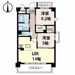 ボヌール新大阪 2LDKの間取図画像
