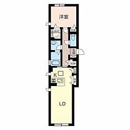 シャーメゾン　白扇 1階1LDKの間取り