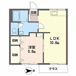 タウニーモリイ 1LDKの間取図画像