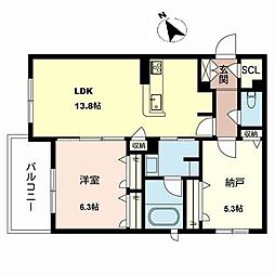 セントアンドリュースヒル2 1SLDKの間取図画像