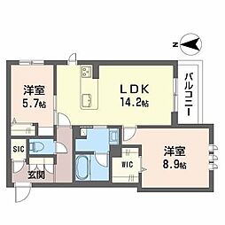 シャーメゾン　グレース　オリーブ 0203 2階2LDKの間取り