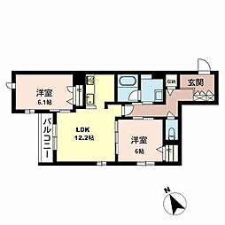 シャーメゾンラグリシーヌ上住吉 2LDKの間取図画像