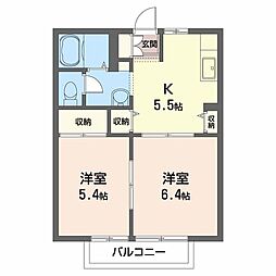 ディーセントB 2Kの間取図画像