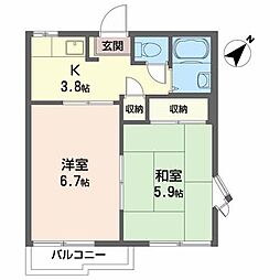 コスモコーポ 2Kの間取図画像