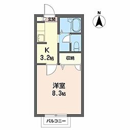 フローラル南光台 1Kの間取図画像