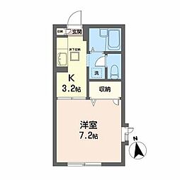 ファミーユサシン 1Kの間取図画像