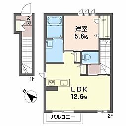 Accio 1LDKの間取図画像