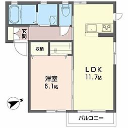 シャーメゾンWaka 1LDKの間取図画像