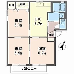 グリーンヒルズA 3DKの間取図画像