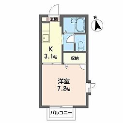 ぱすてるはうすR 1Kの間取図画像