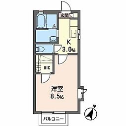 エバーグリーンM 1Kの間取図画像