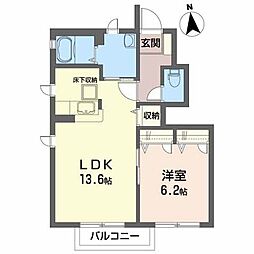 コスモ・ベルグ 1LDKの間取図画像