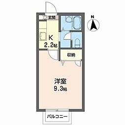 リーフス 1Kの間取図画像