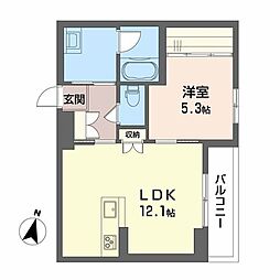 エトリヴィエール 1LDKの間取図画像