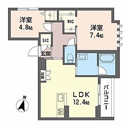 エトリヴィエール 2LDKの間取図画像