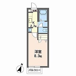 エクレシア 1Kの間取図画像