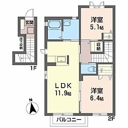 フォンテーヌ一番館 2LDKの間取図画像