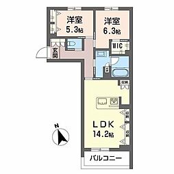 サンシャインSTN 2LDKの間取図画像