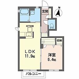 シャーメゾンＳＫ　ＷＥＳＴ 1階1LDKの間取り
