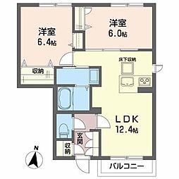 シャーメゾン　リツオウ　II 1階2LDKの間取り
