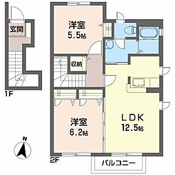 シャーメゾンさくらA 2LDKの間取図画像