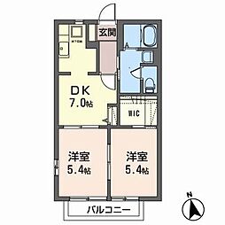 ラ・フィーネ中山 2DKの間取図画像