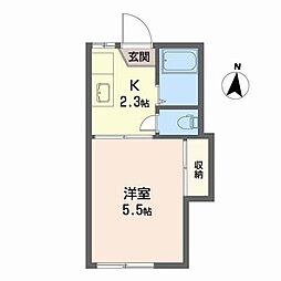 ビューハイツ 1Kの間取図画像