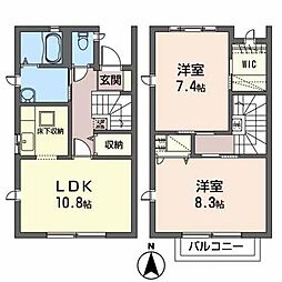 グランドール桜ヶ丘 1階2LDKの間取り
